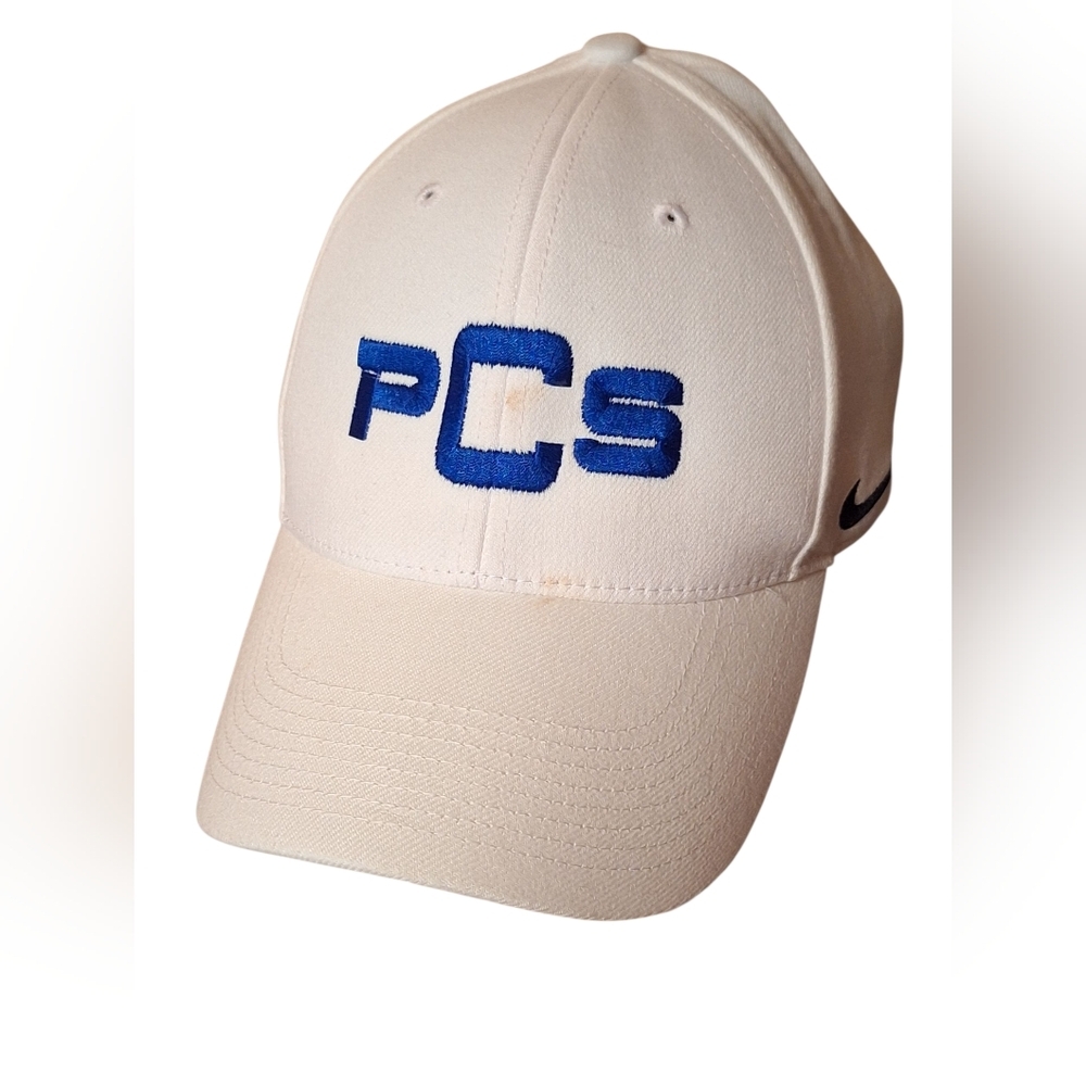 PCS Nike Stock Team Swoosh Flex White Ball Cap Adult Medium Large White Blue